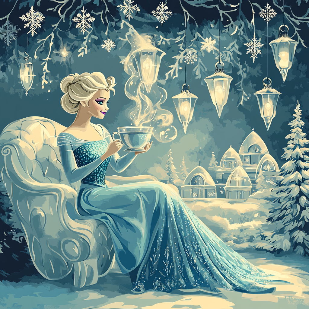 Frozen Snowflake Tea With Elsa DIY paint by numbers