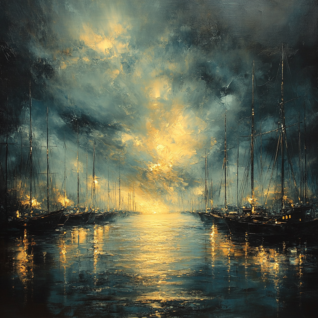 Turner Inspired Tempest Over Harbor DIY paint by numbers