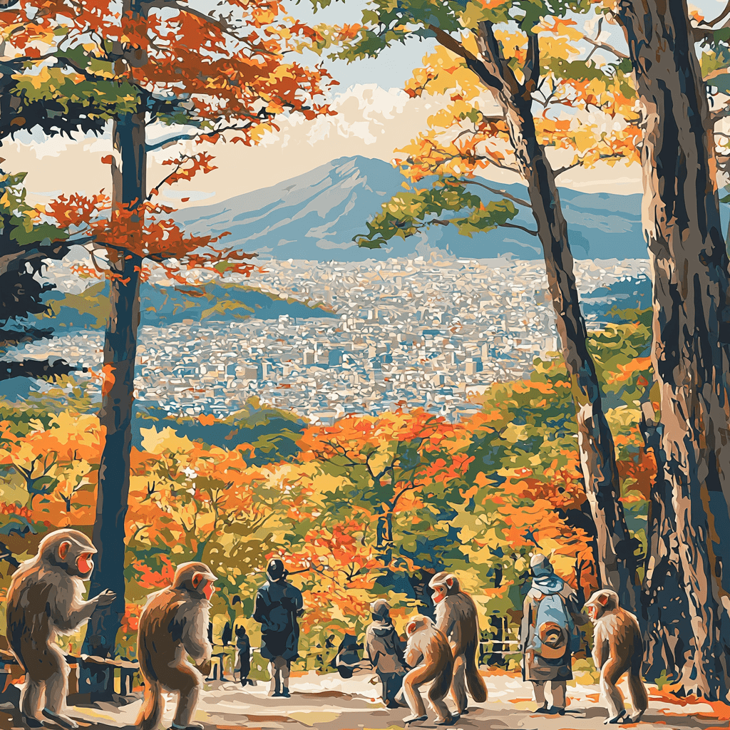 Kyoto's Arashiyama Monkey Park Numbered Painting Kits