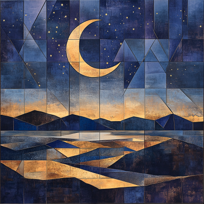 Pablo Picasso Inspired Cubist Nocturnal Landscape painting number kit