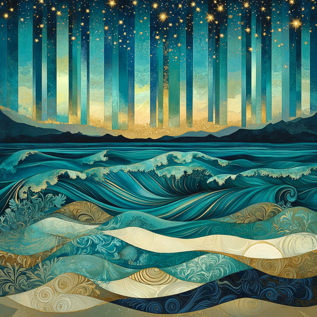 Alphonse Mucha Inspired Oceanic Aurora Painting by numbers kit