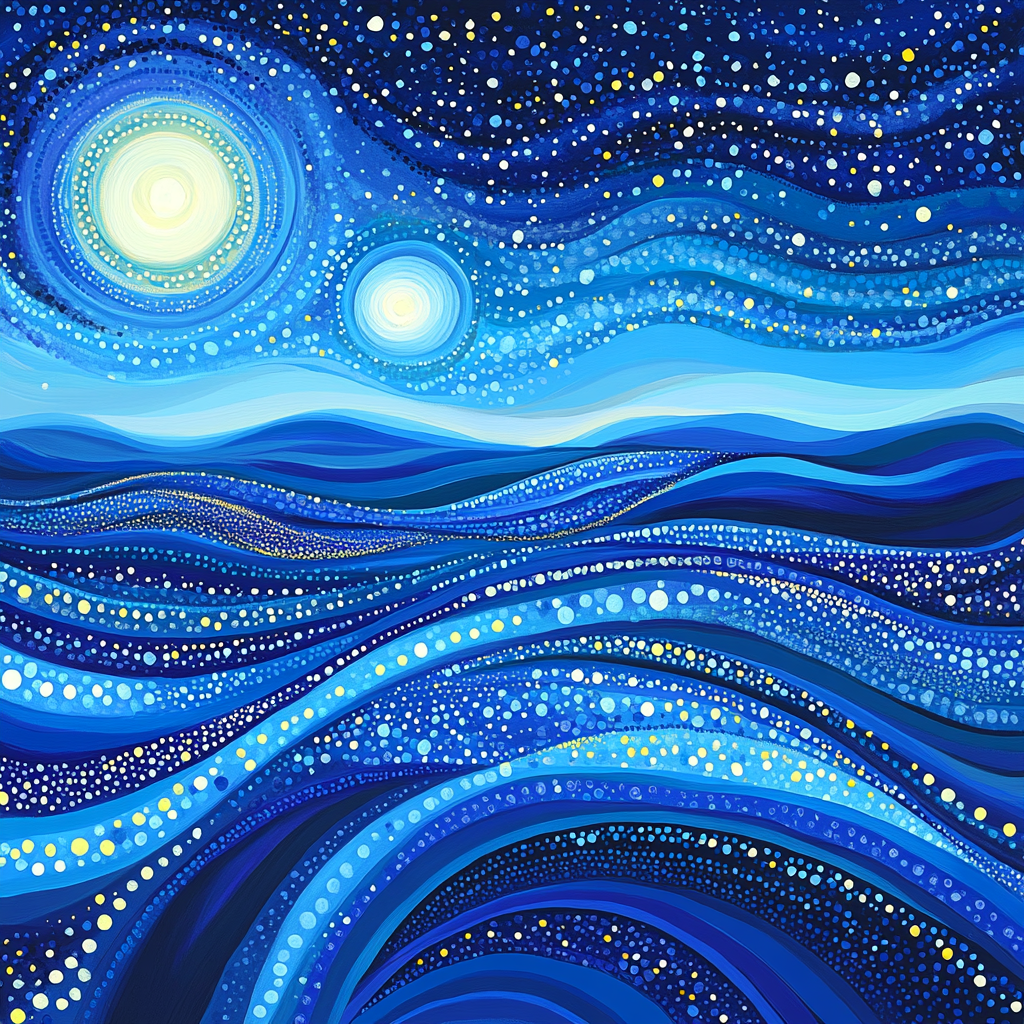 Yayoi Kusama Inspired Cosmic Polka Ocean paint by color