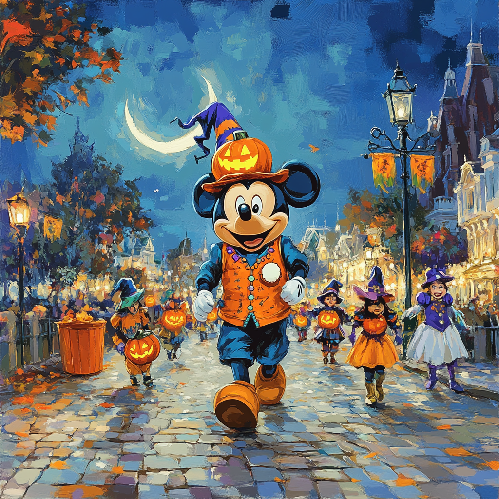 Haunted Pumpkin Parade With Mickey paint by color