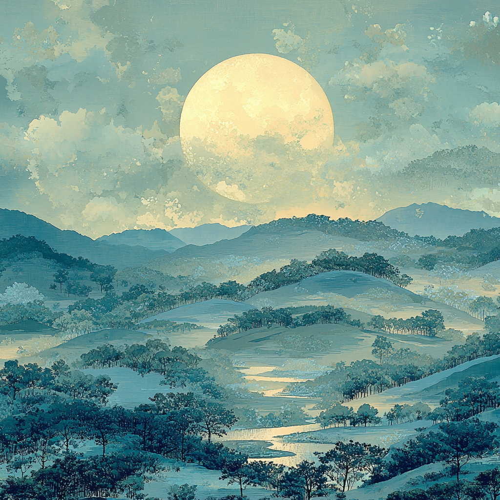 Hiroshige Inspired Mystic Moonrise Paint By Number