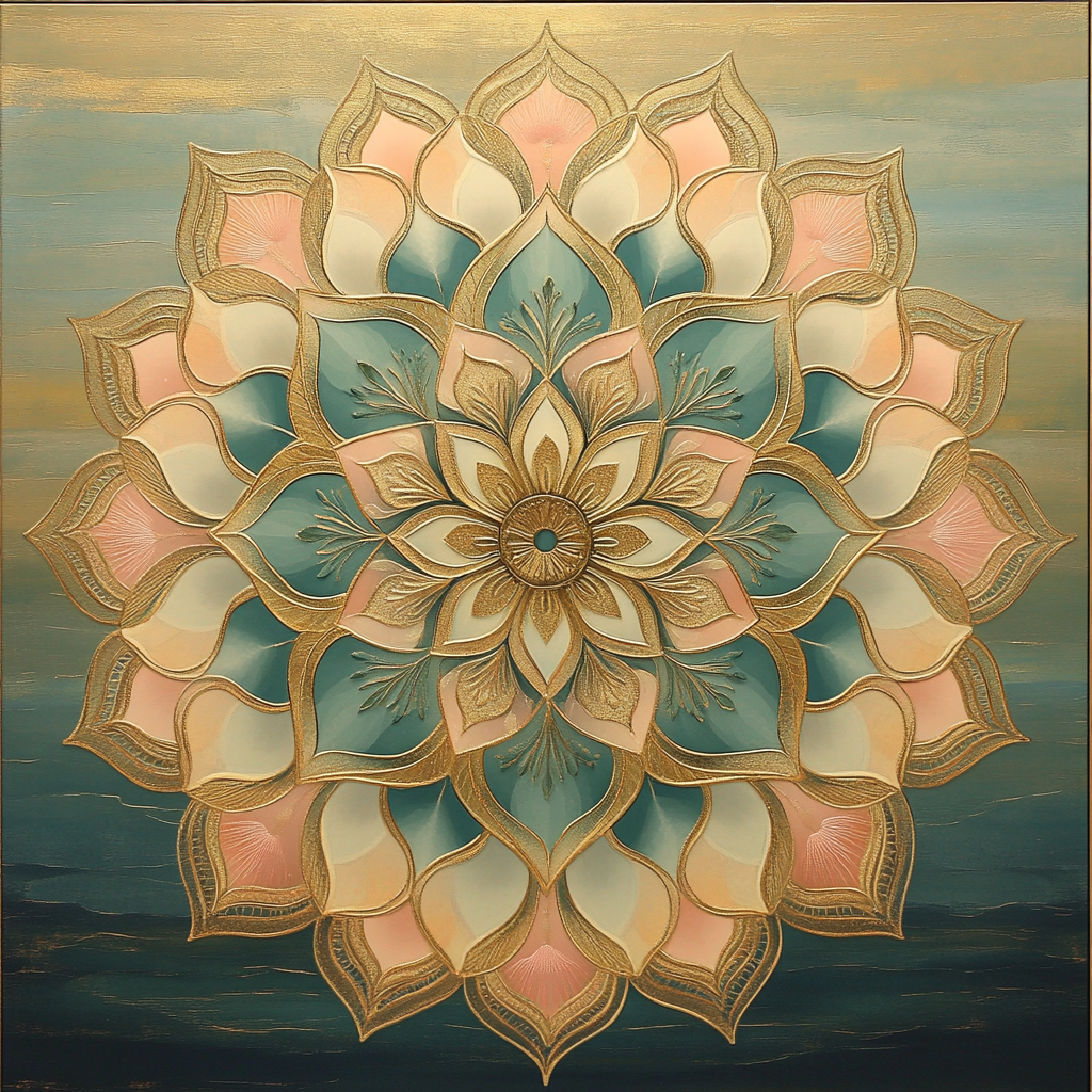 Alphonse Mucha Inspired Aurora Mandala paint by color