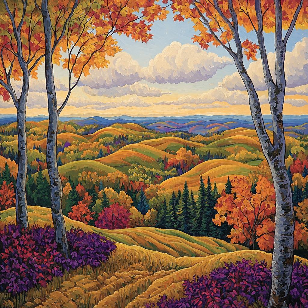 J E H MacDonald Inspired Autumn Blaze On Algoma Hills Painting by numbers kit