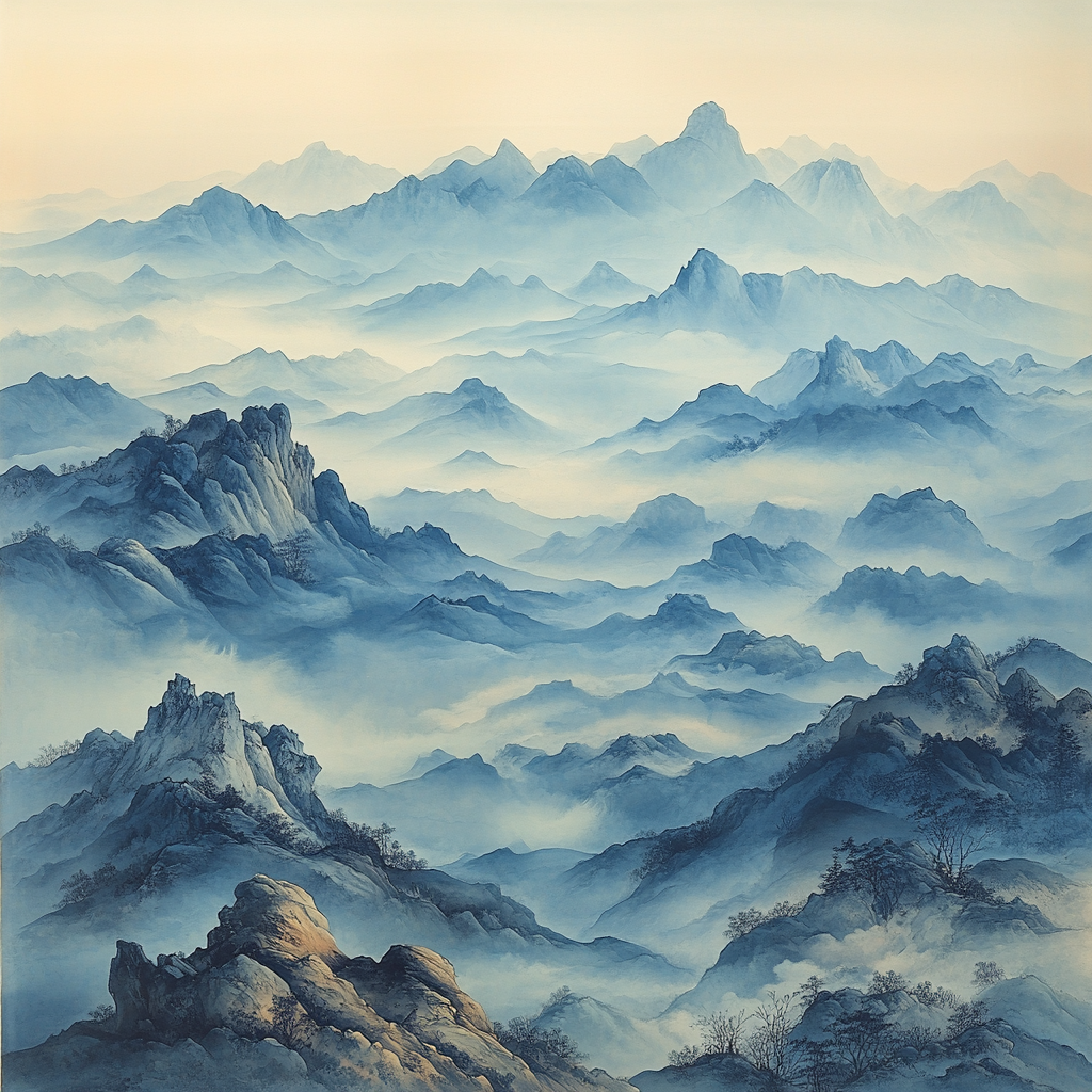 Leonardo Da Vinci Inspired Mountainous Mistscape Numbered painting kits