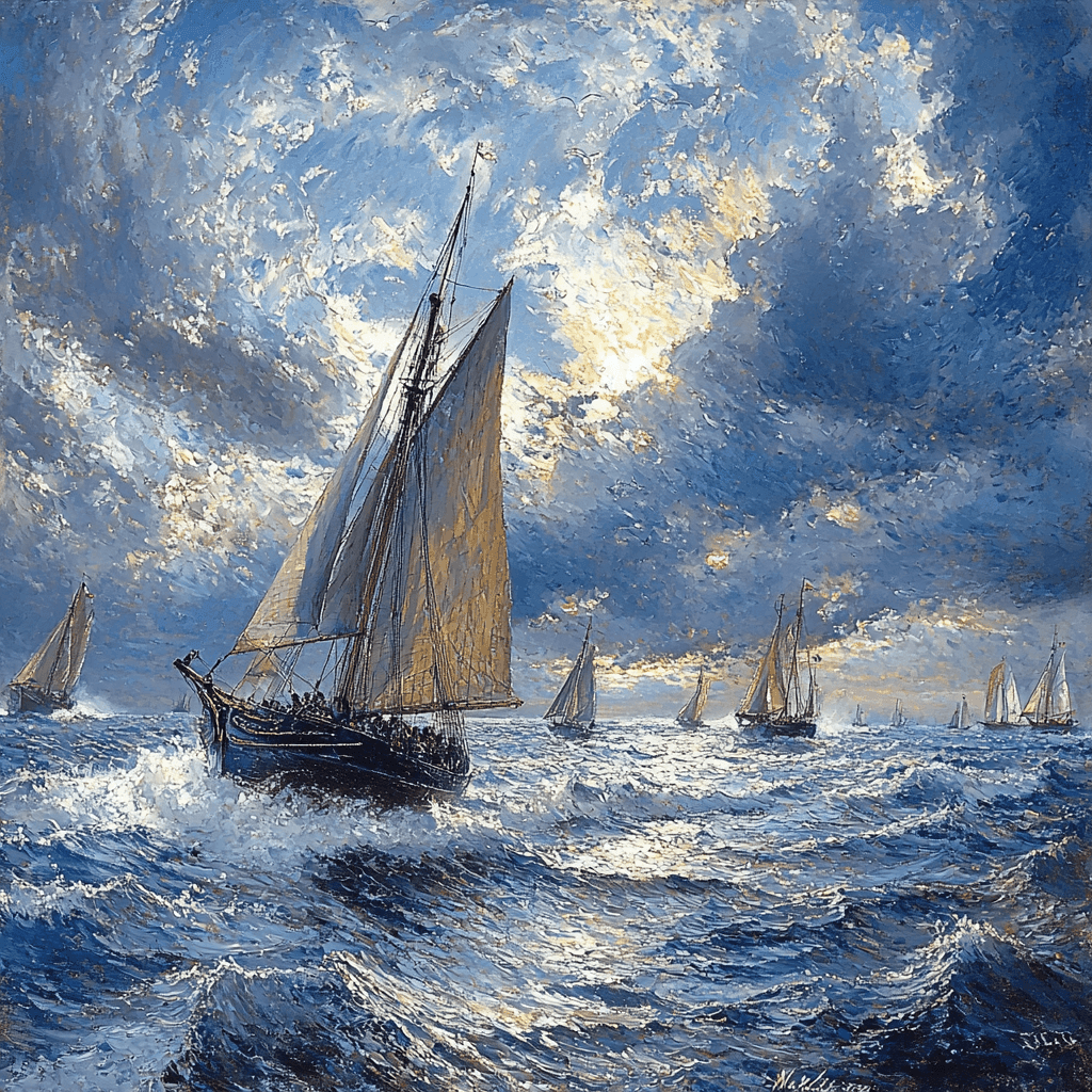 Turner Inspired Sailing Through Time Number Painting