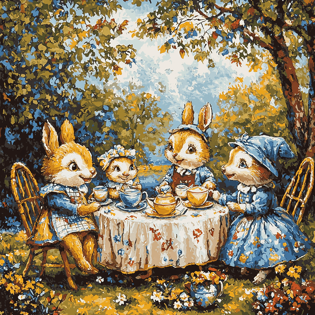 Beatrix Potter Inspired Whimsical Tea Party DIY Paint By Numbers