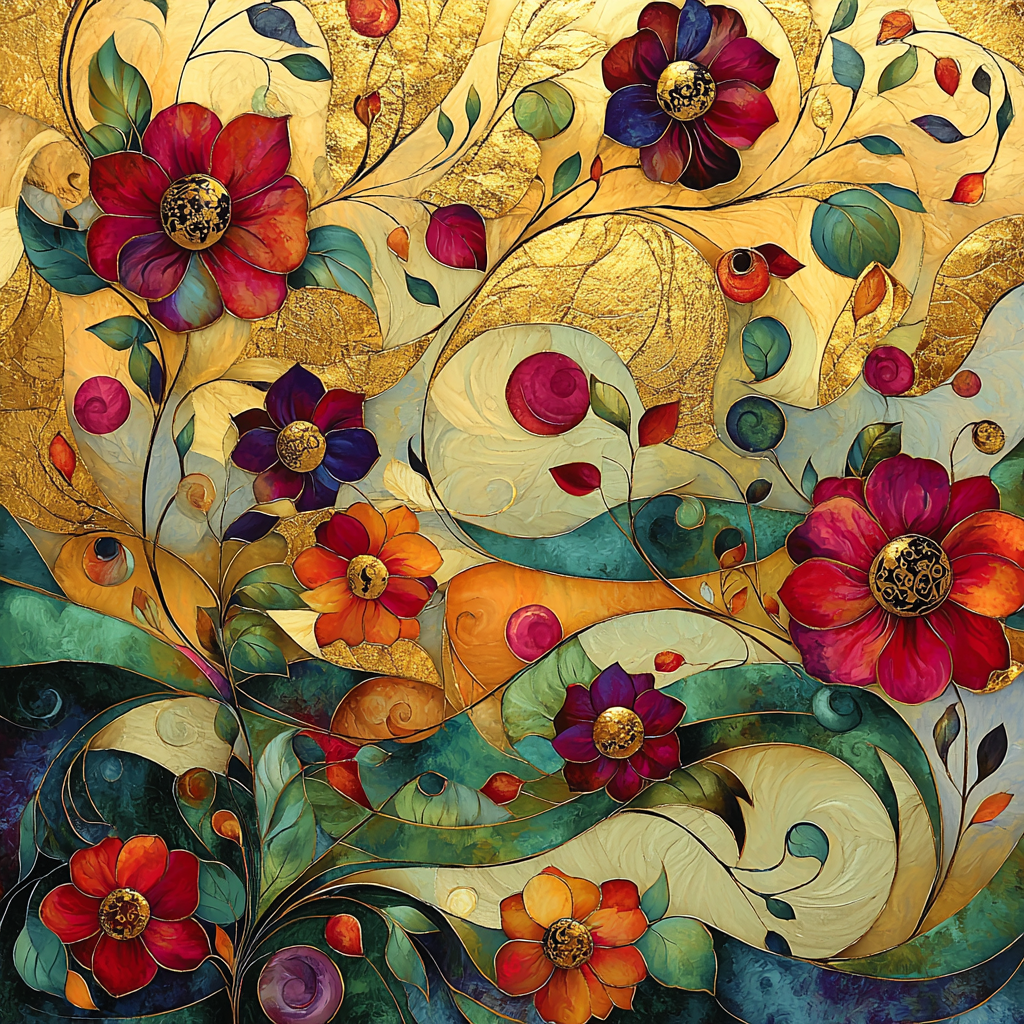 Gustav Klimt Inspired Enigmatic Flora Patterns Paint By Numbers