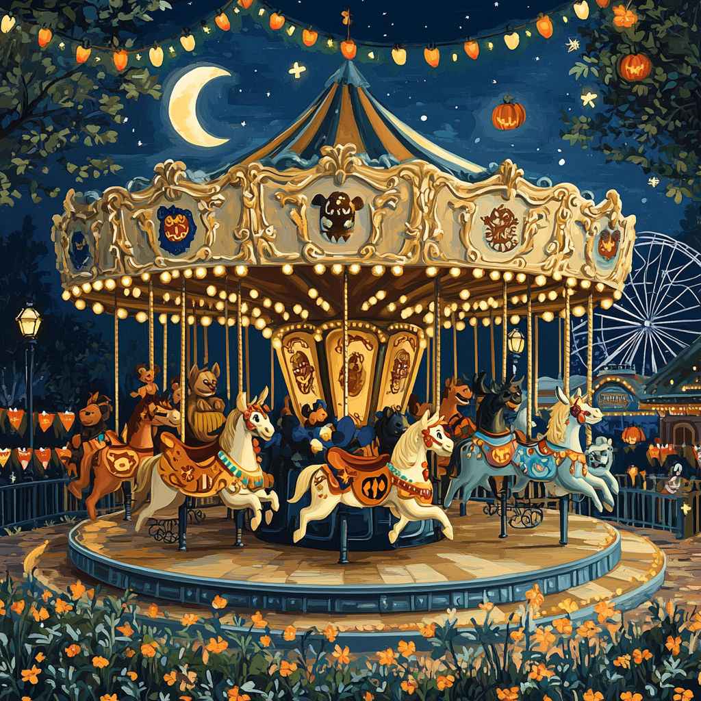 Haunted Carousel At Twilight Number painting