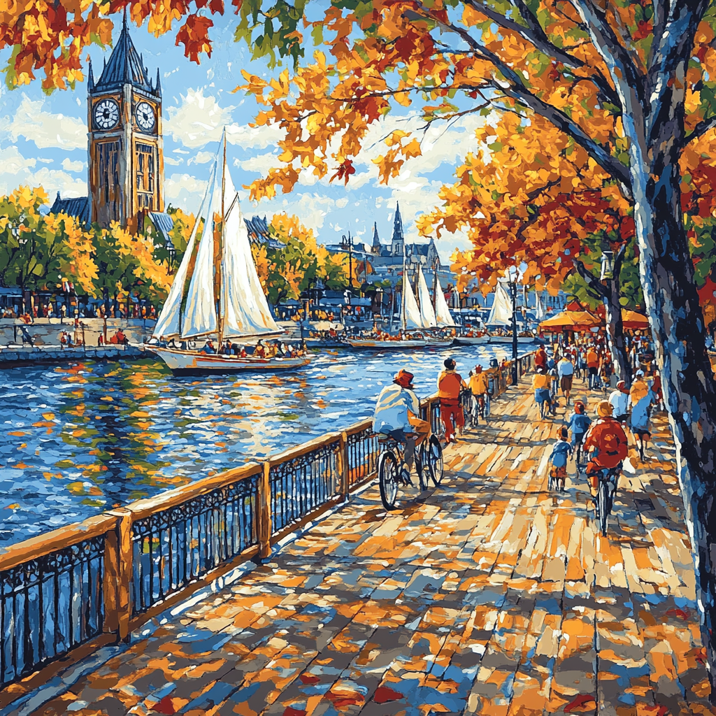 Montreal Old Port Clock Tower And Riverfront Canada Paint by numbers kits