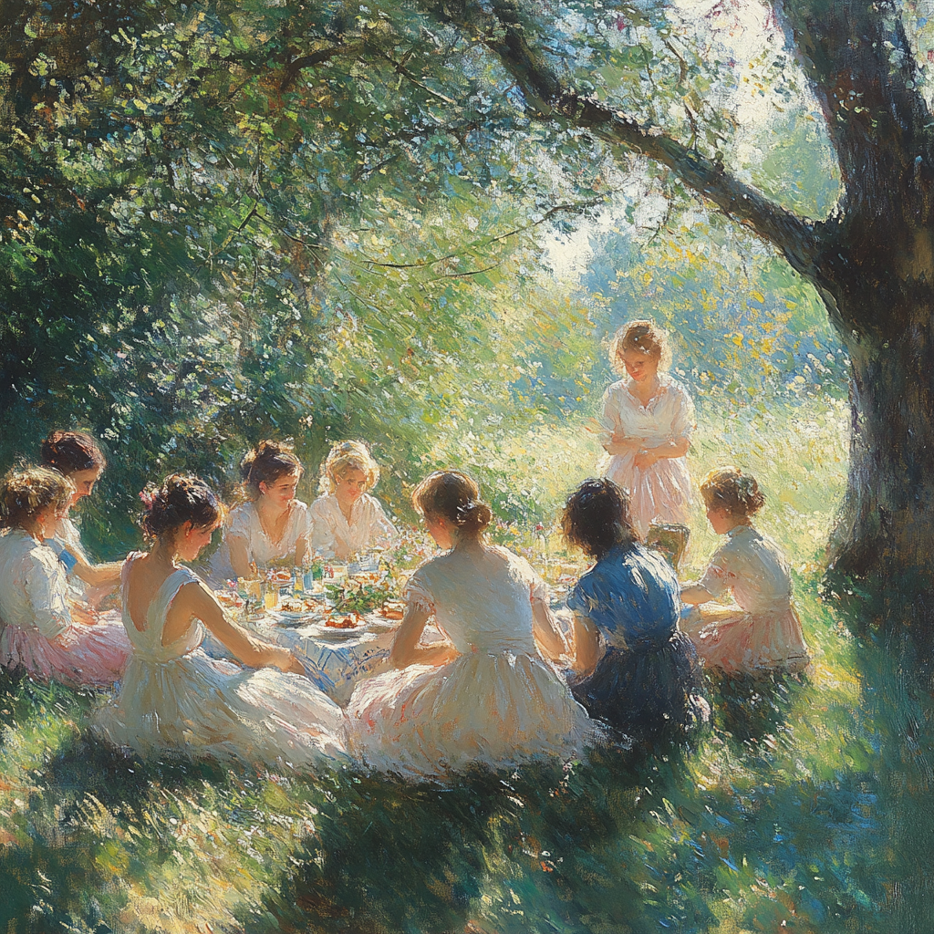 Pierre Auguste Renoir Inspired Summer Picnic paint by color