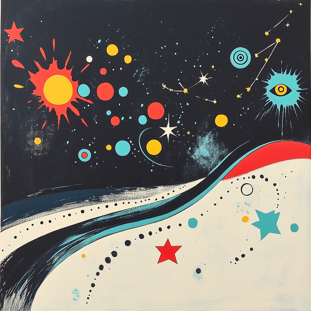 Joan Miró Inspired Dreamlike Constellations Number painting