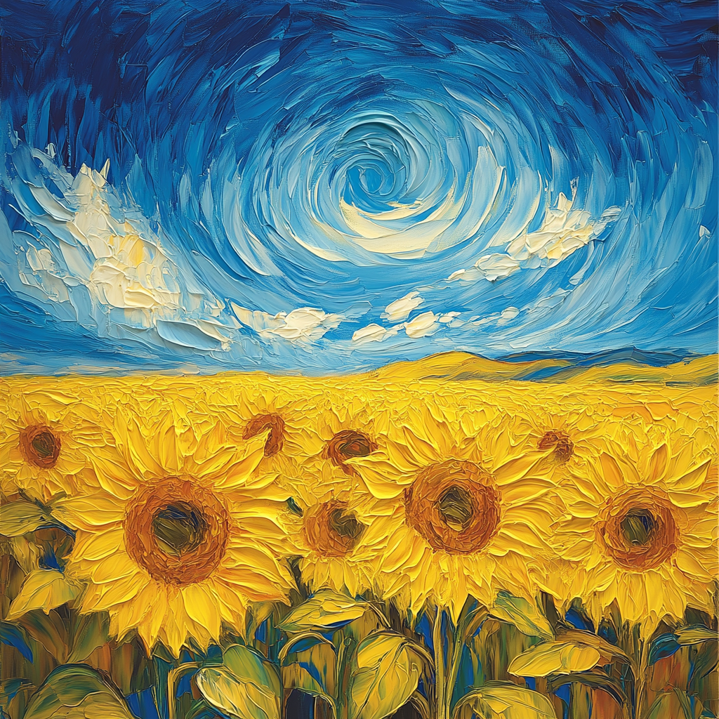 Van Gogh Inspired Sunflowers In Field Numbered painting kits