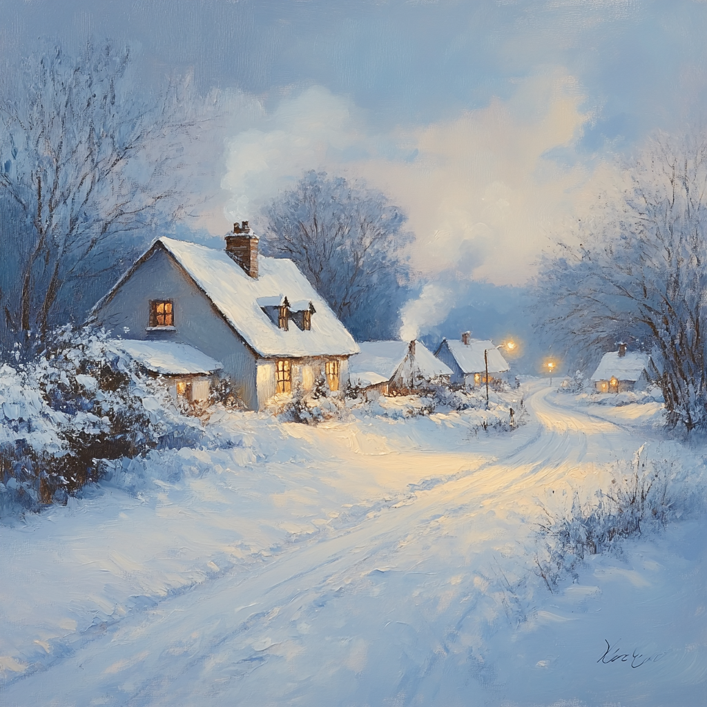 Constable Inspired Snow Lane paint by color