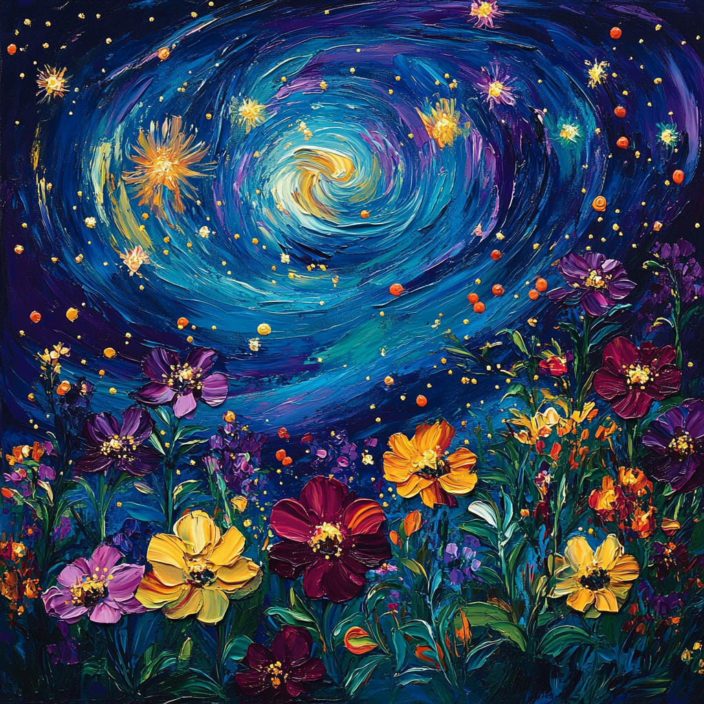 Van Gogh Inspired Starry Garden Numbered painting kits