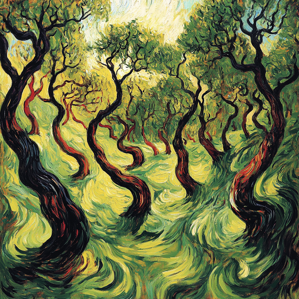 Edvard Munch Inspired Enchanted Forest Of Liminal Rhythms Number painting