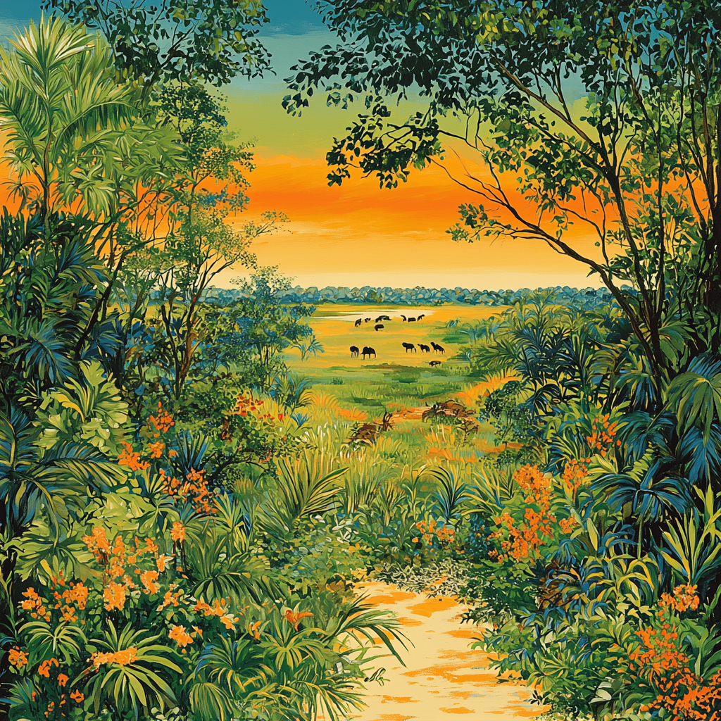 Henri Rousseau Inspired Exotic Savannah Adventure Painting By Numbers Kit
