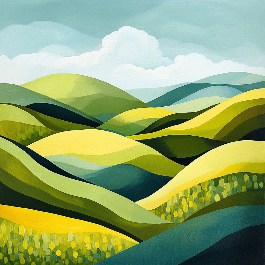 Franklin Carmichael Inspired Spring Hills In Fresh Green painting number kit