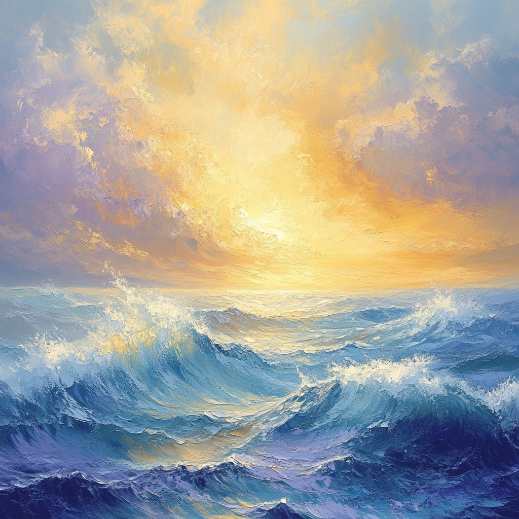 J.M.W. Turner Inspired Luminous Seascape paint by color