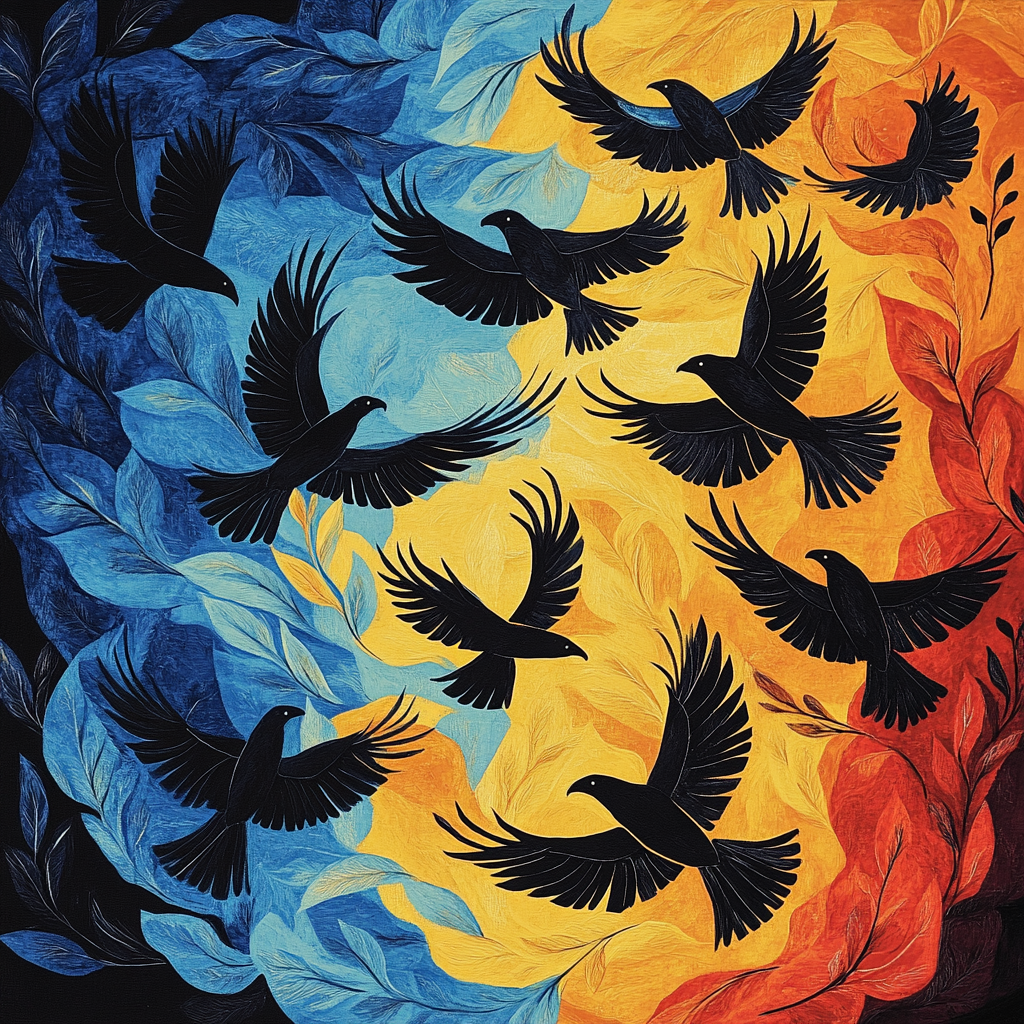 Norval Morrisseau Inspired Eagles Of The Spirit Sky painting number kit