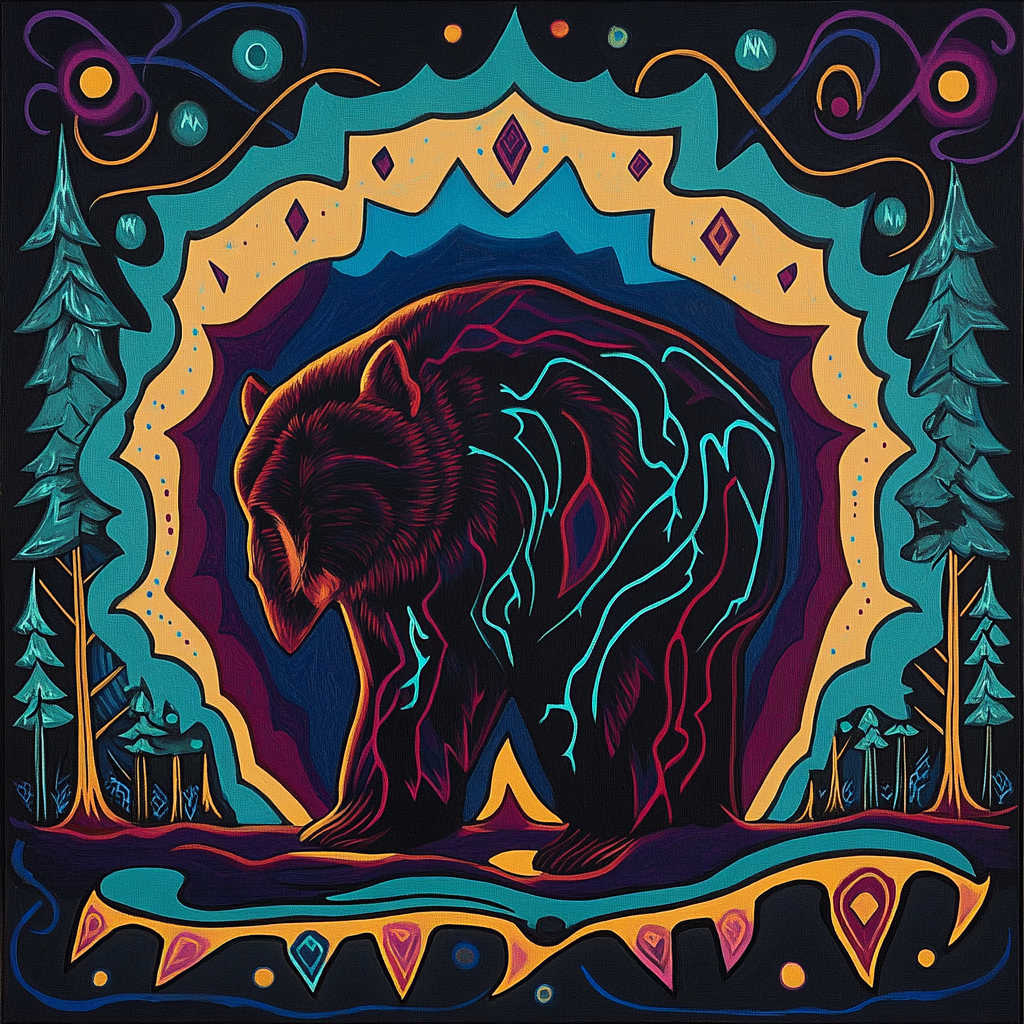 Norval Morrisseau Inspired Bear Of The Forest Thunder Paint by numbers art
