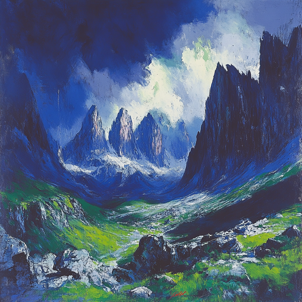 Edgar Degas Inspired Mountain Storm paint by numbers