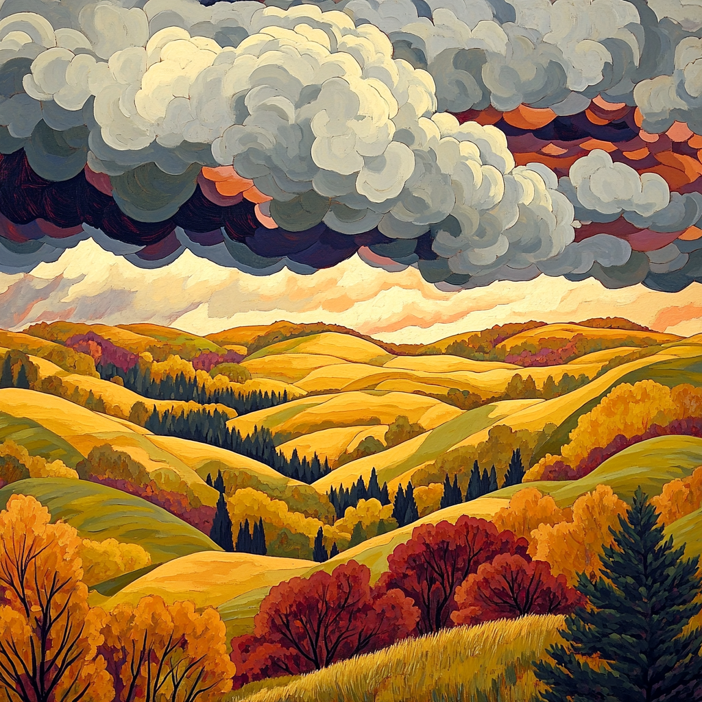 Frederick Varley Inspired Storm Sweep Across Autumn Hills Number painting