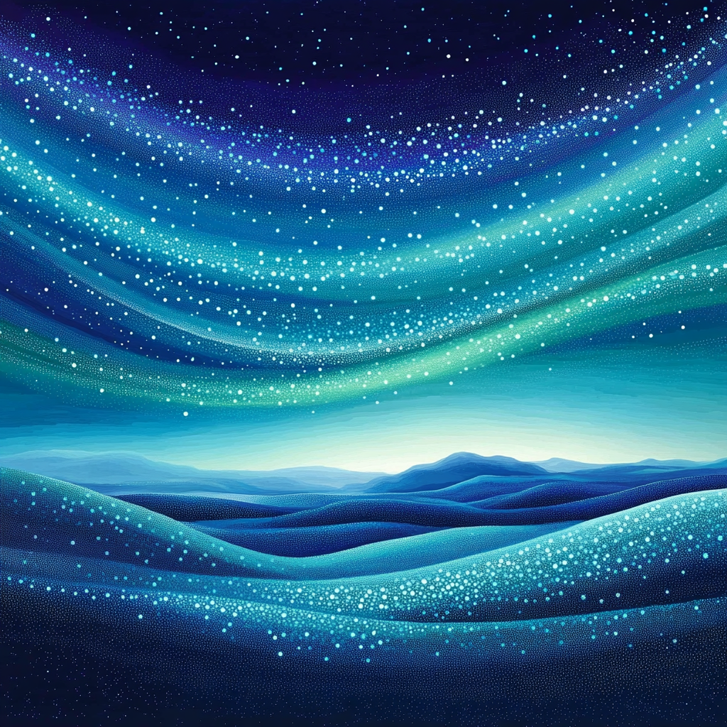 Georges Seurat Inspired Chromatic Aurora Sky Painting by numbers kit