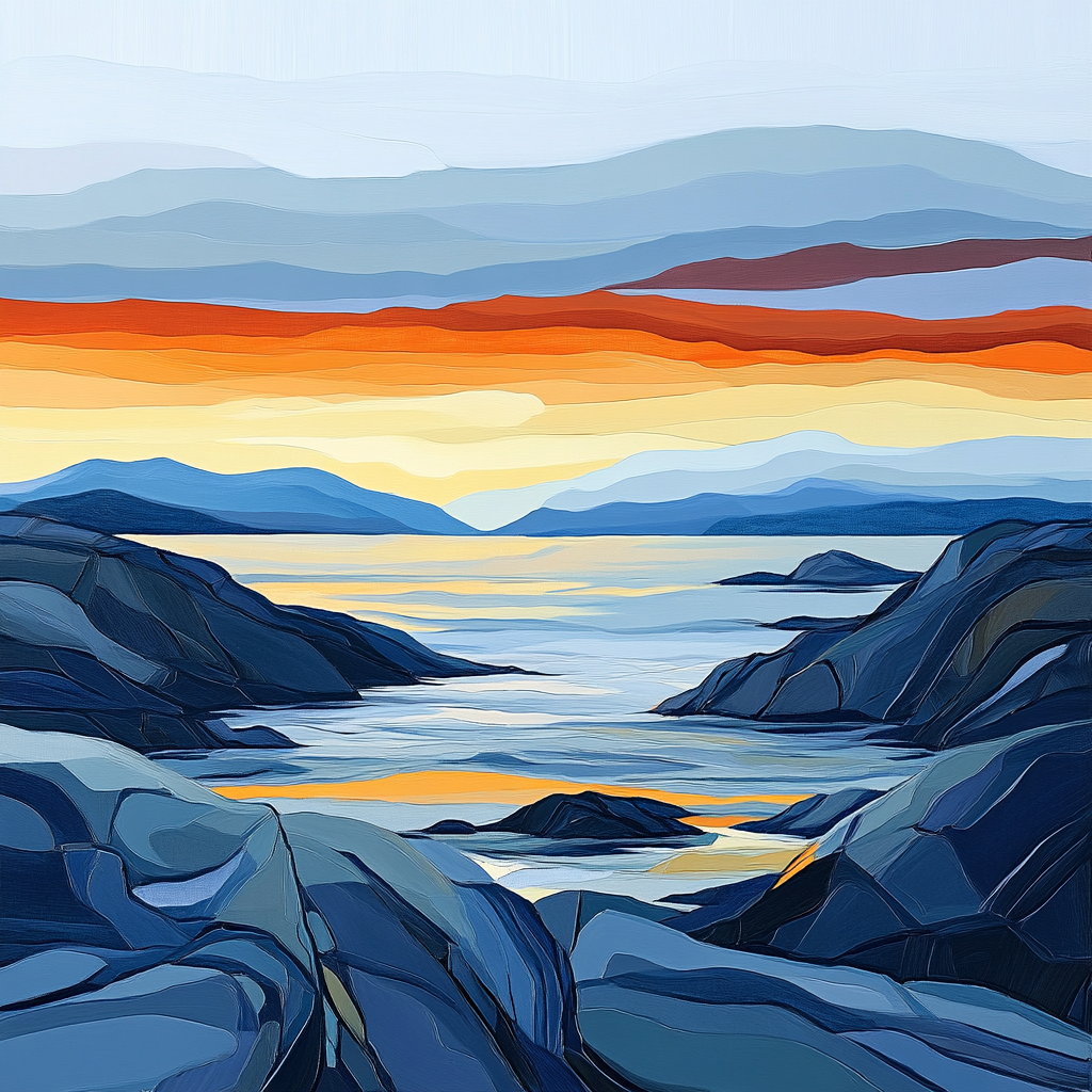 Edvard Munch Inspired Tumultuous Fjord Sunset paint by number