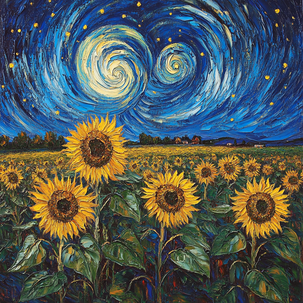 Van Gogh Inspired Cosmic Sunflowers Numbered painting kits