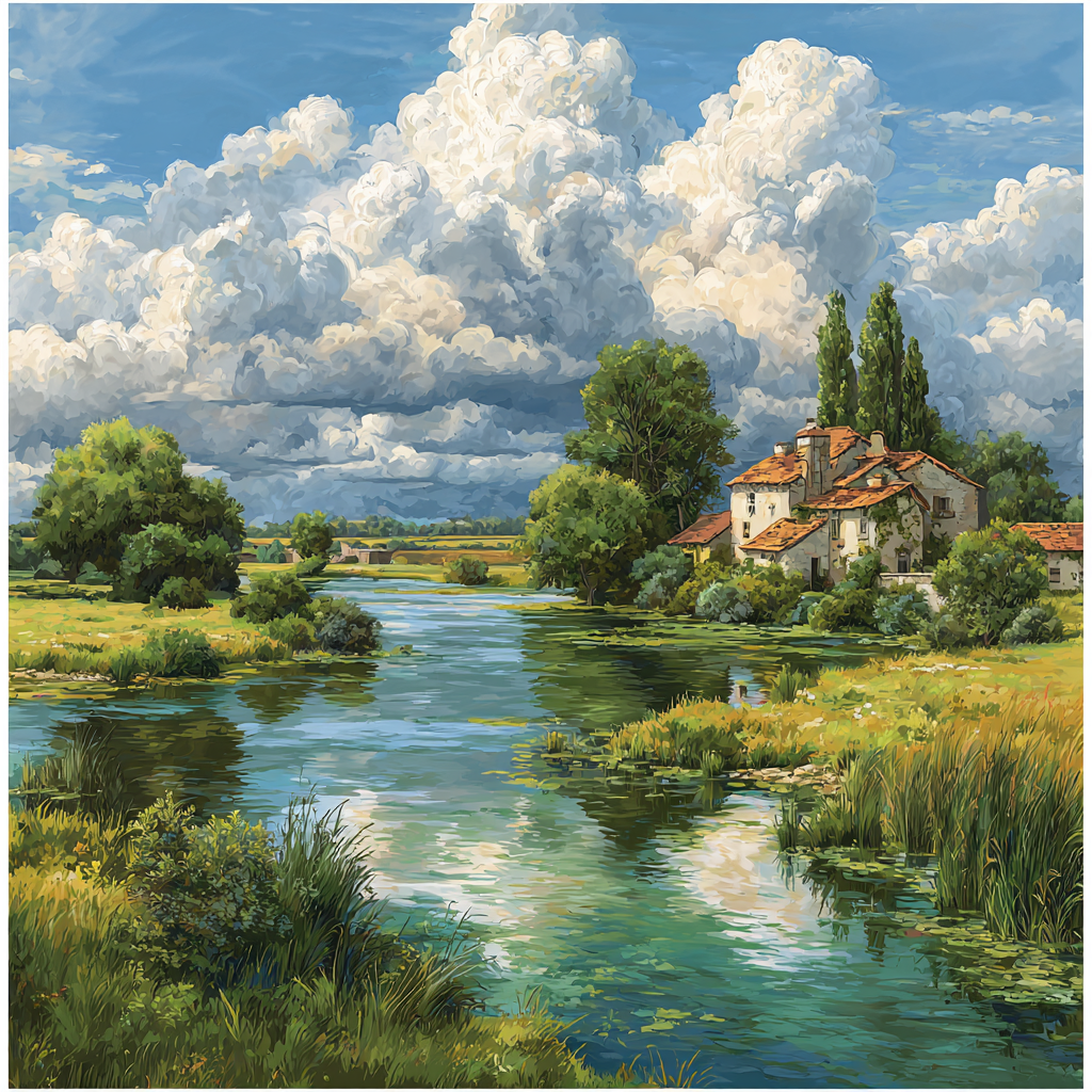 John Constable Inspired Riverbank paint by number