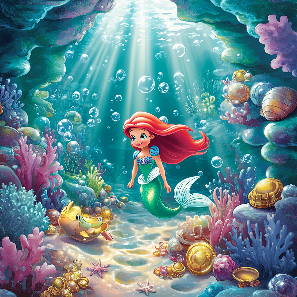 Ariel Underwater Grotto Disney Inspired DIY paint by numbers