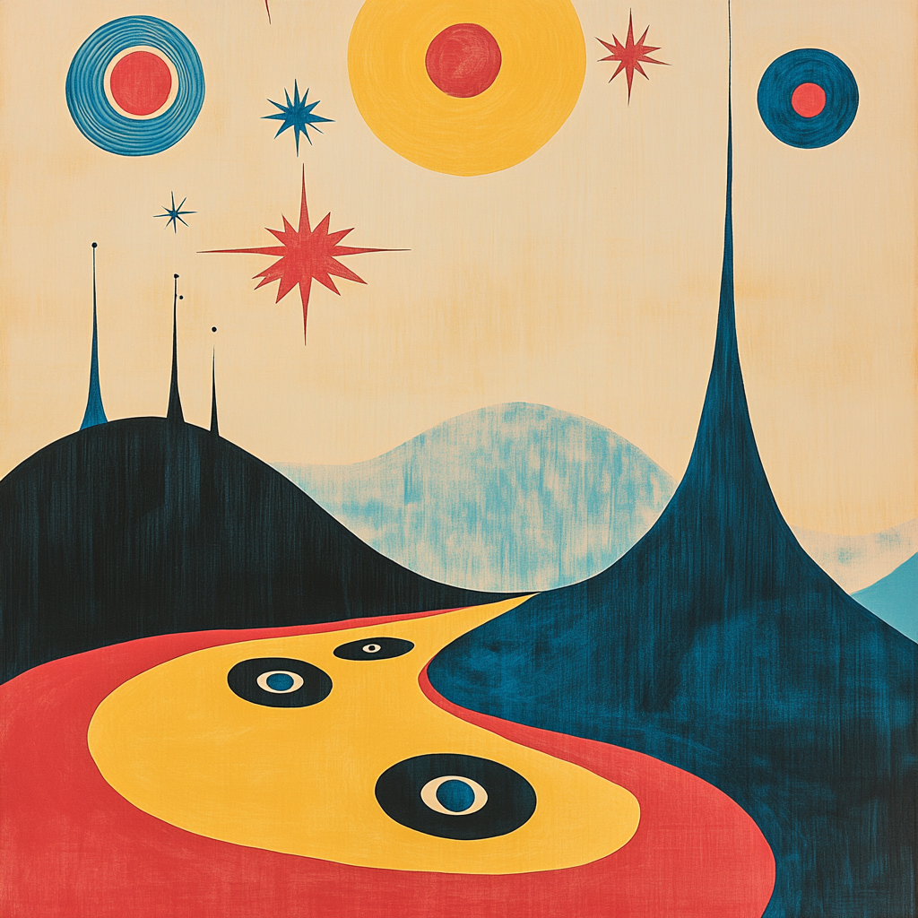 Joan Miro Inspired Dreamscape Of Abstract Symbols paint by number