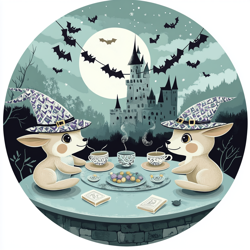 Witch Hat Tea Party At Enchanted Castle paint by color