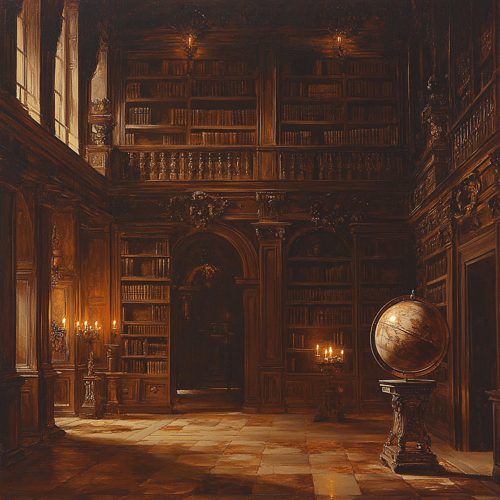 Rembrandt Inspired Historic Library Interior Numbered painting kits
