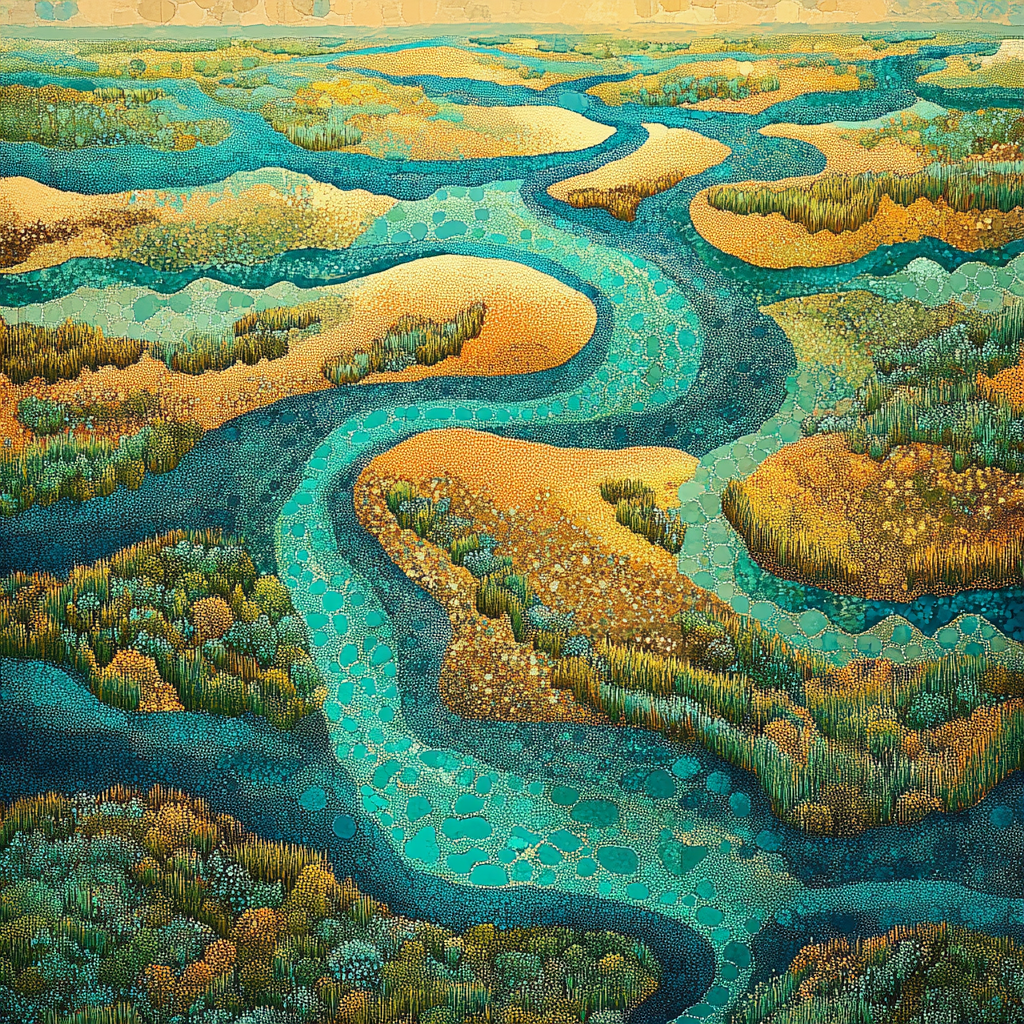 Georges Seurat Inspired Chromatic River Delta Paint by numbers art