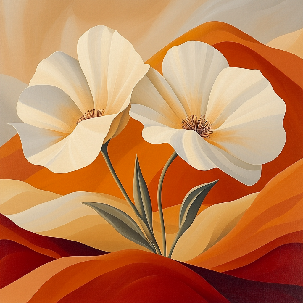 Georgia O’Keeffe Inspired Desert Flowers paint by number