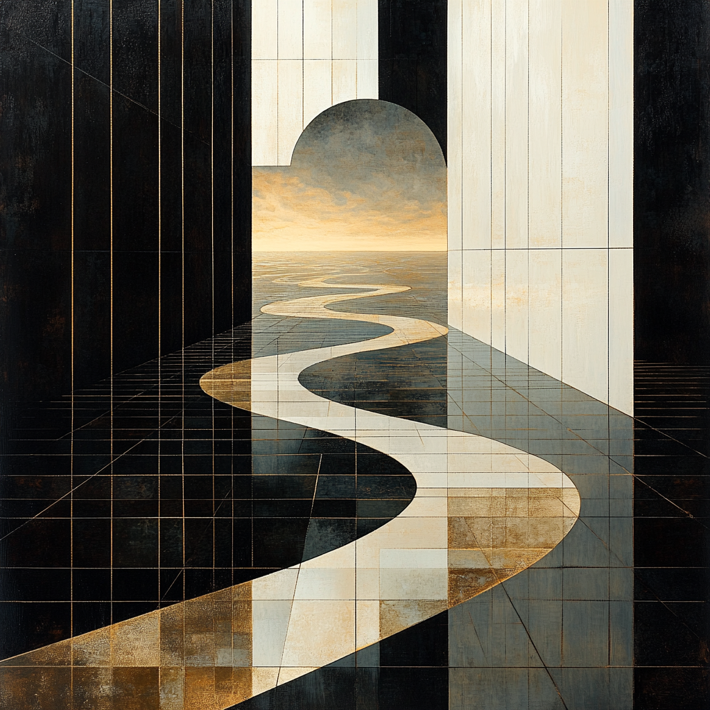 M.C. Escher Inspired Clockwork Horizon Of Mirrors paint by color