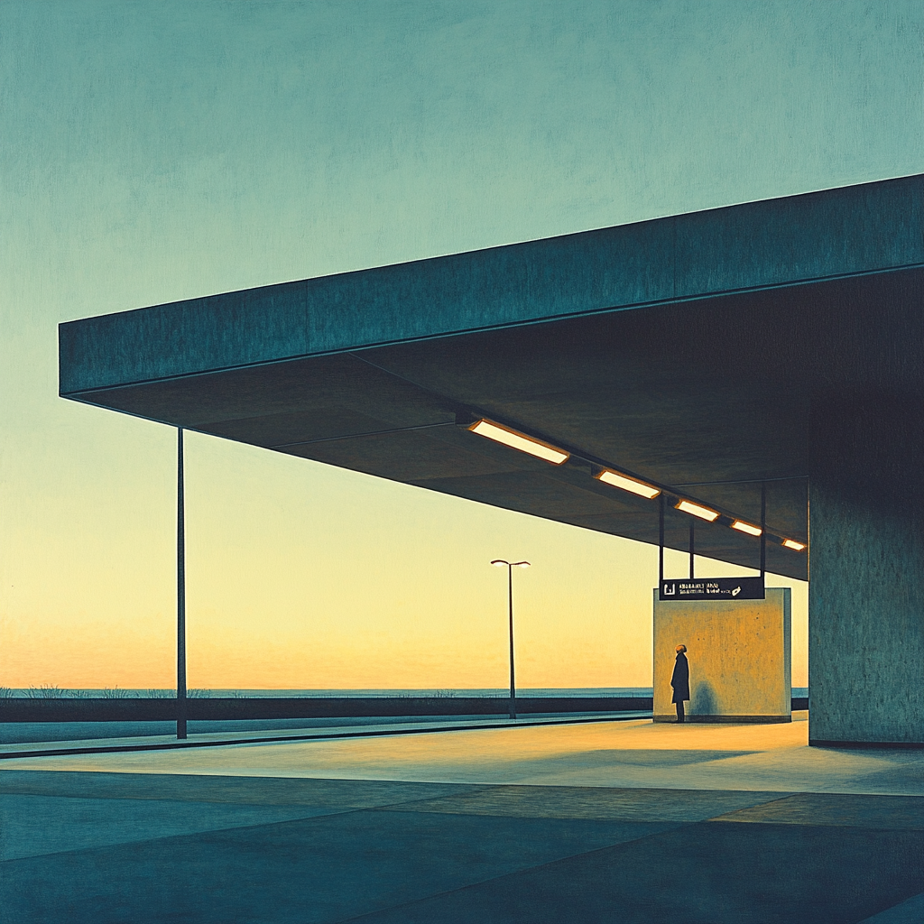 Edward Hopper Inspired Lonely Train Station painting number kit
