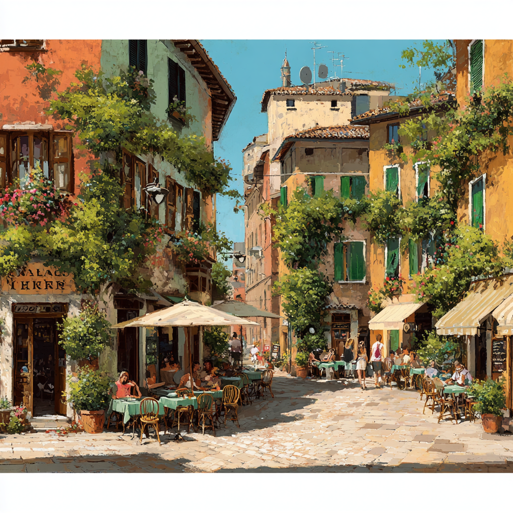 Trastevere Cobblestone Evening Rome Italy Number painting