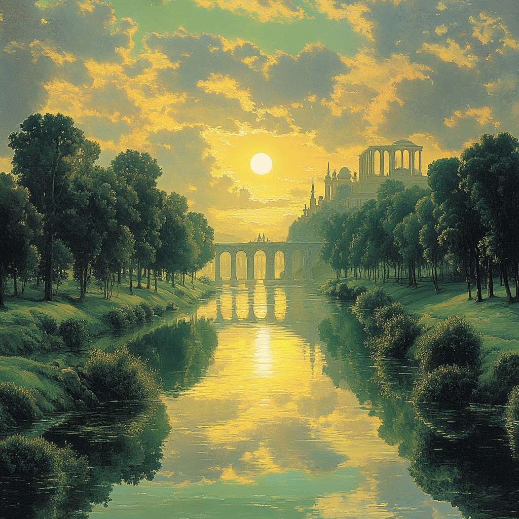 Raphael Inspired Symmetrical River Horizon paint by color