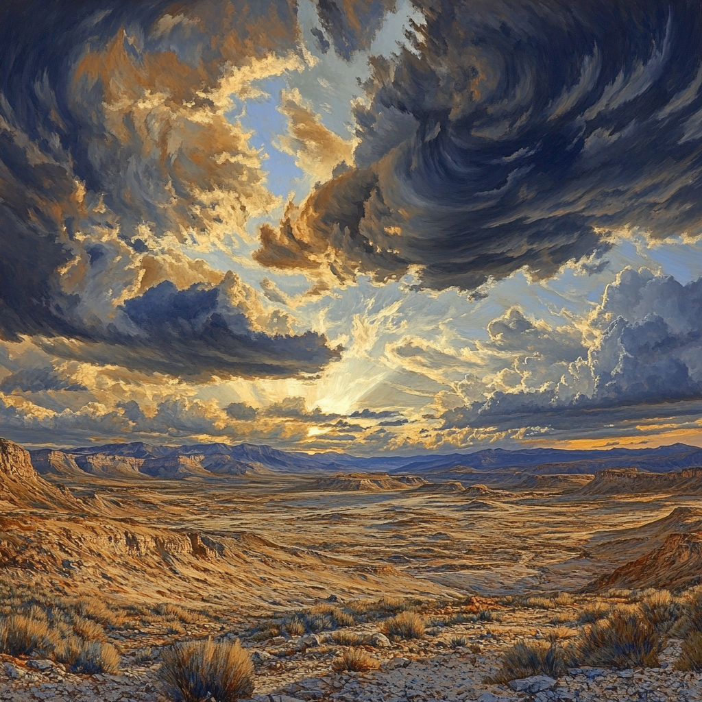 Francisco Goya Inspired Ashen Valley Beneath Looming Storm Clouds Number painting