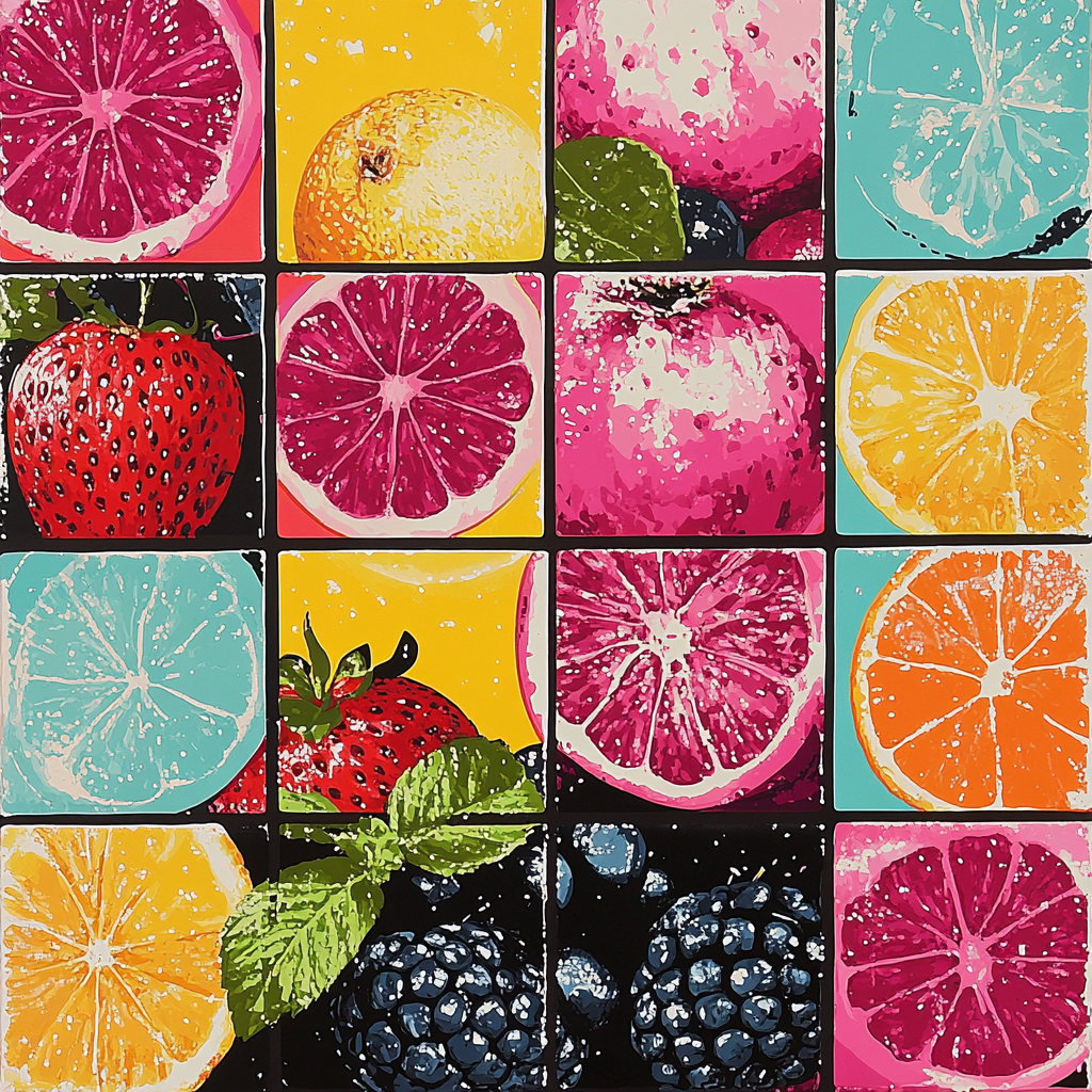 Andy Warhol Inspired Pop Fruit paint by color