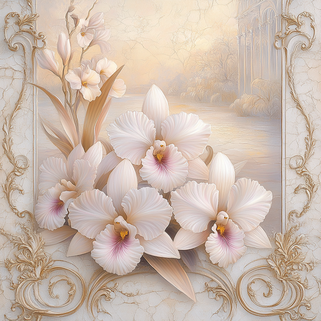 Alphonse Mucha Inspired Whispering Orchids Paint by numbers art