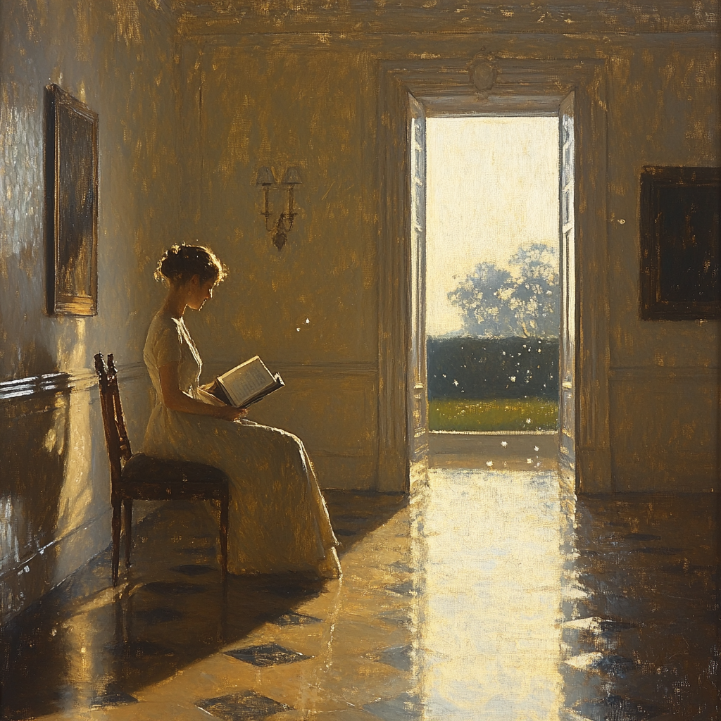 Vermeer Inspired Sunlit Library Interior paint by color