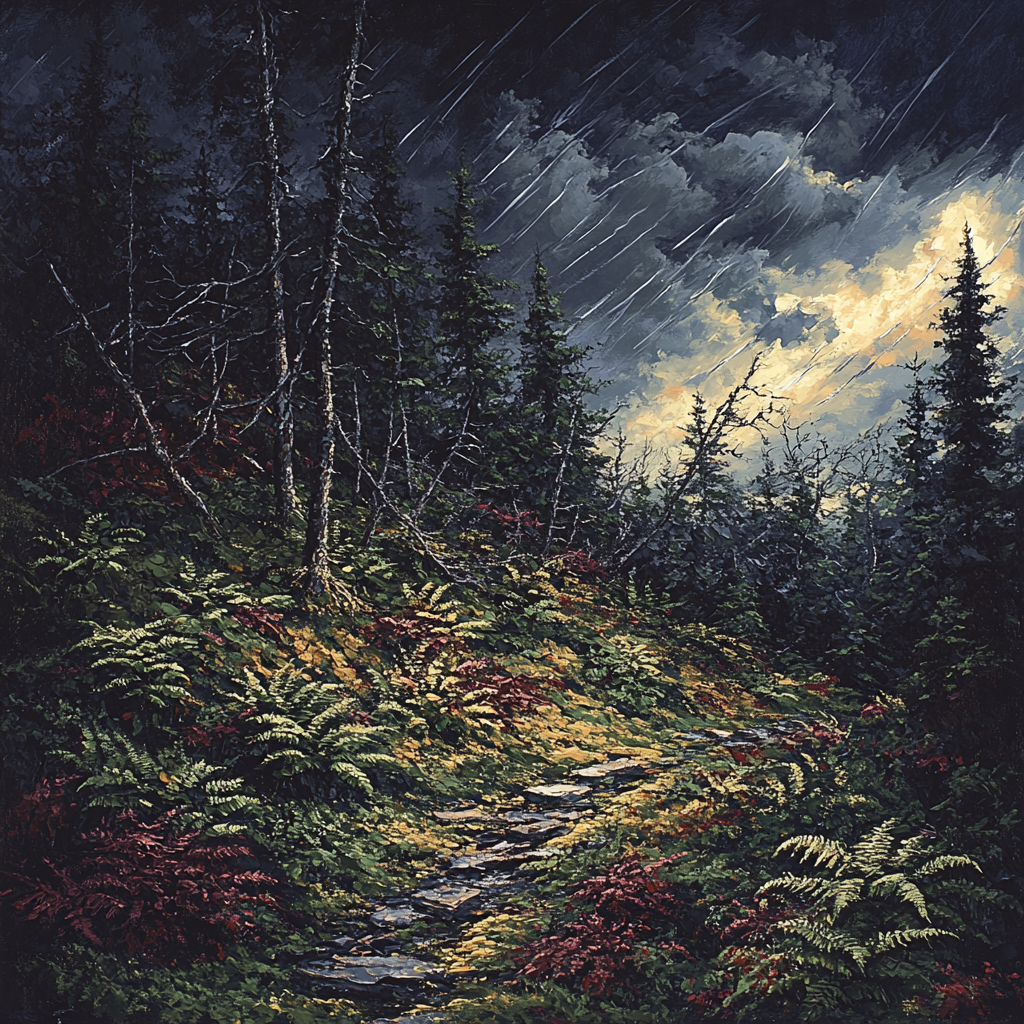 Arthur Lismer Inspired Forest Undergrowth And Stormlight paint by number