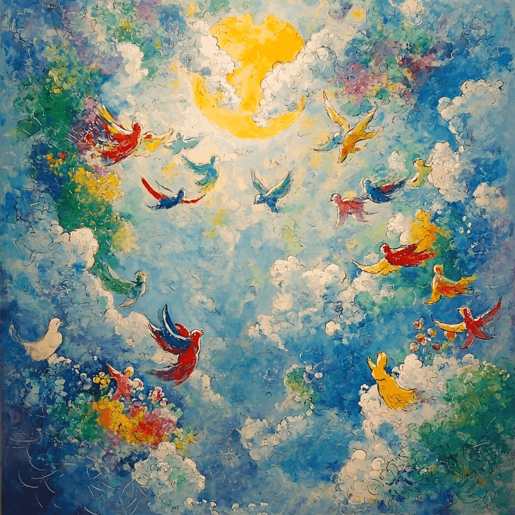 Marc Chagall Inspired Fanciful Flight DIY Paint By Numbers