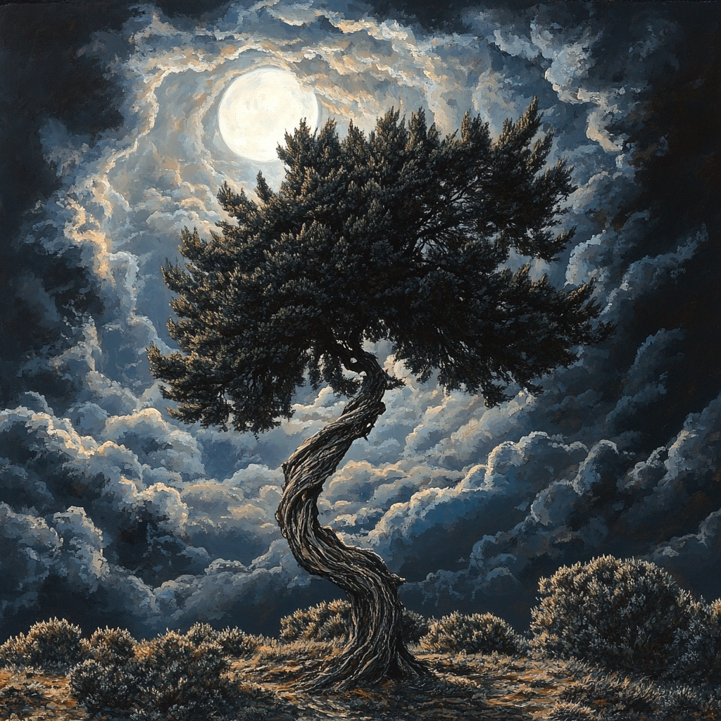 Francisco Goya Inspired Moonlit Cypress In Shadow painting number kit